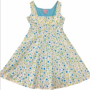 Bandolino Sleeveless Floral Dot Dress Square Neckline Women’s Size 14 New Blue
